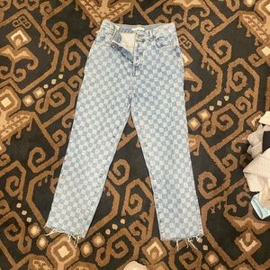 PacSun Checkered Jeans, Size 27, Lightwash